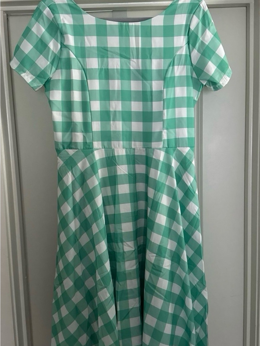 Sugar Bee Women's Green Gingham Midi Dress